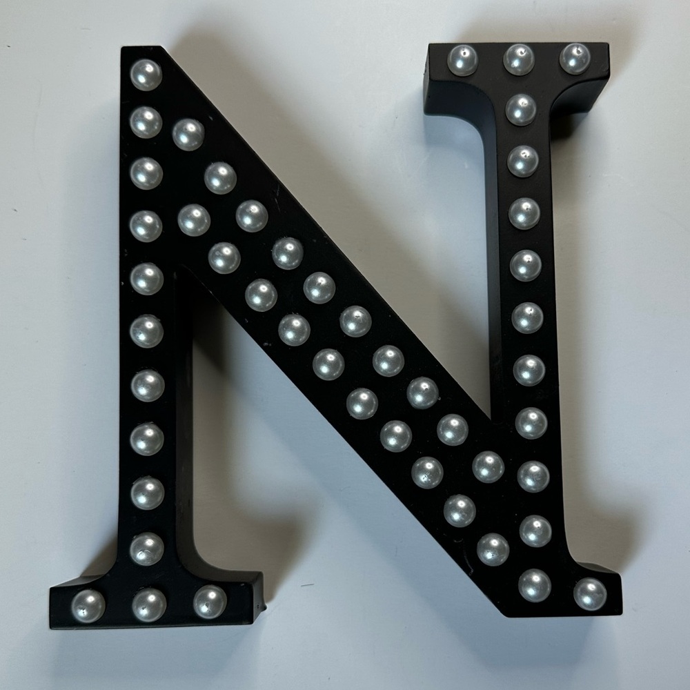NWT Gleaming Pearl-Studded Letter N Accents Decor